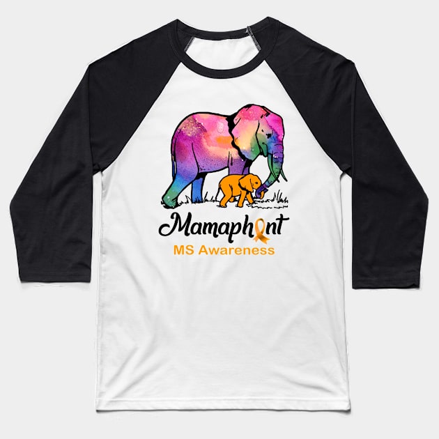 Mama Elephant Mamaphant MS Awareness Baseball T-Shirt by ThePassion99